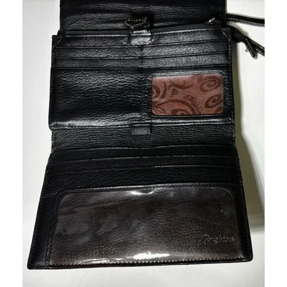 Brighton Small Crossbody Purse Bag Clutch Pebbled Black Crocodile Embossed - Picture 7 of 10